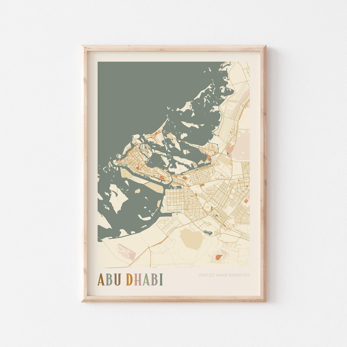 abu dhabi, united arab emirates map poster - image 1