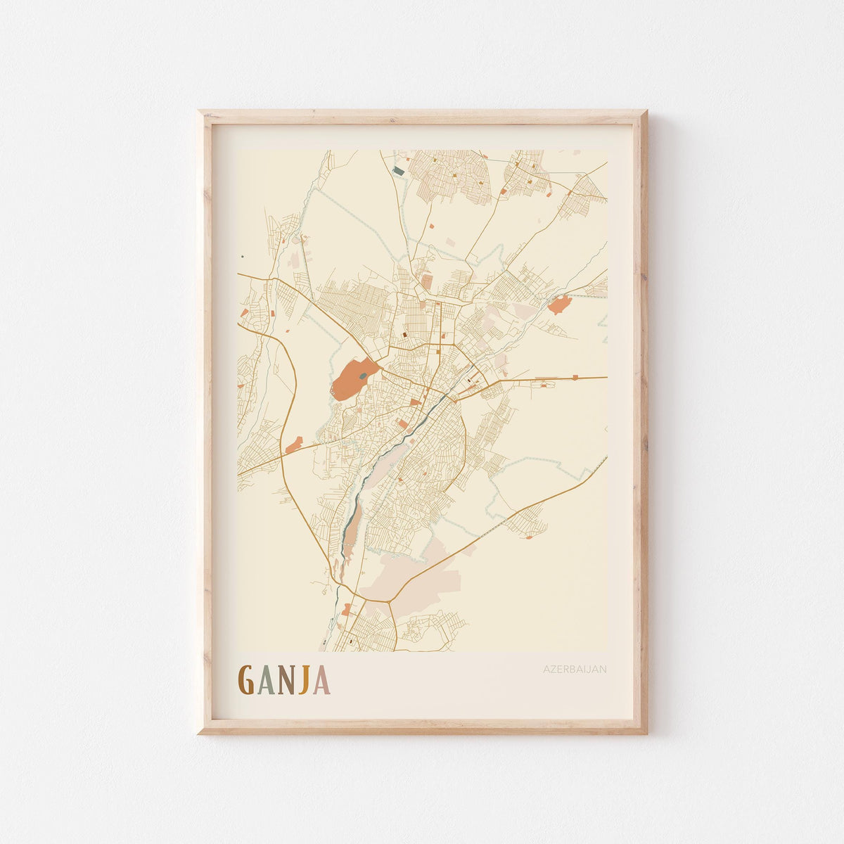 ganja, azerbaijan map poster - image 1