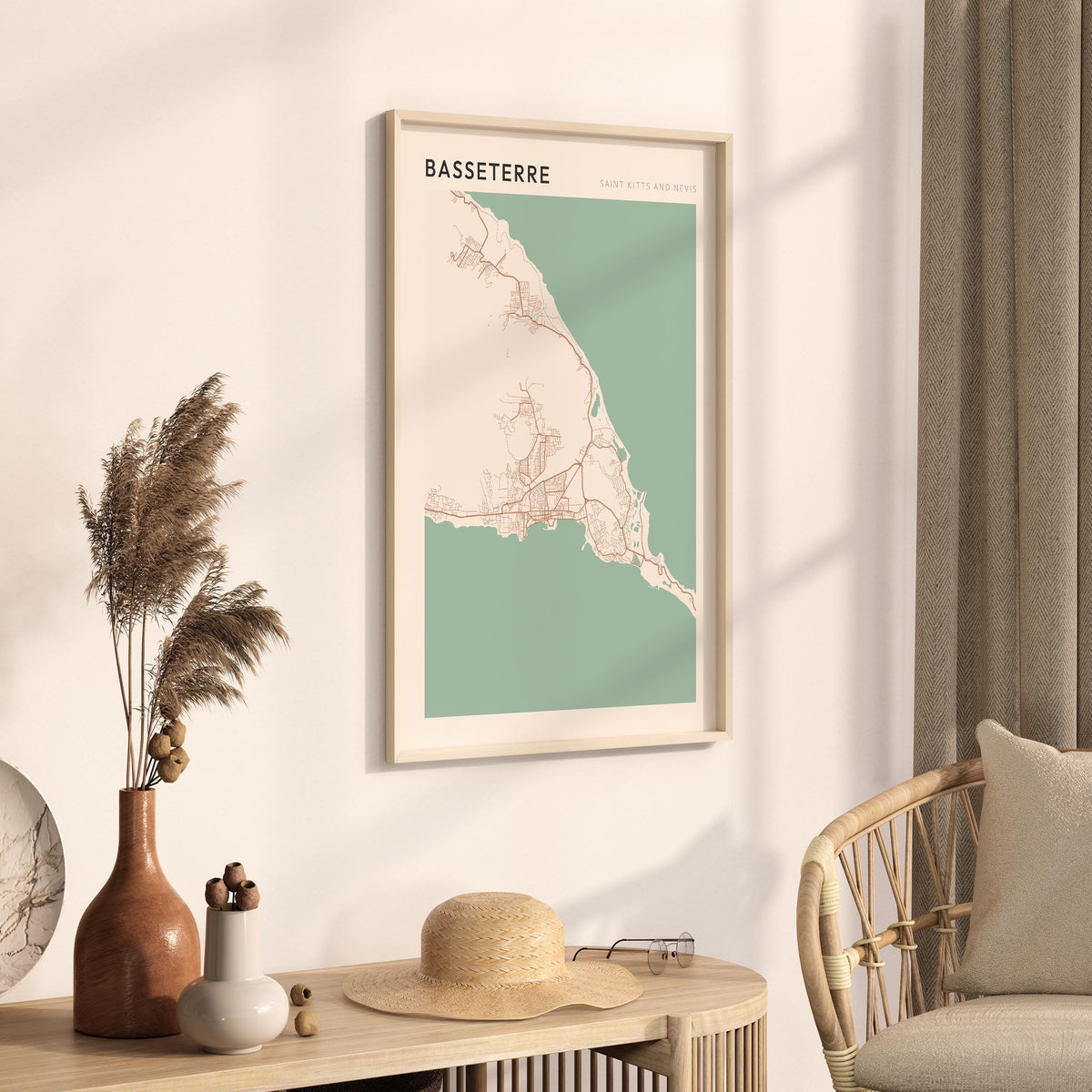 basseterre, saint kitts and nevis map poster - image 2