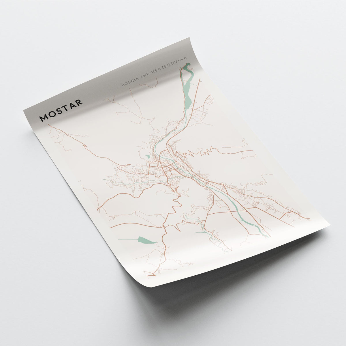 mostar bosnia and herzegovina map poster - image 4