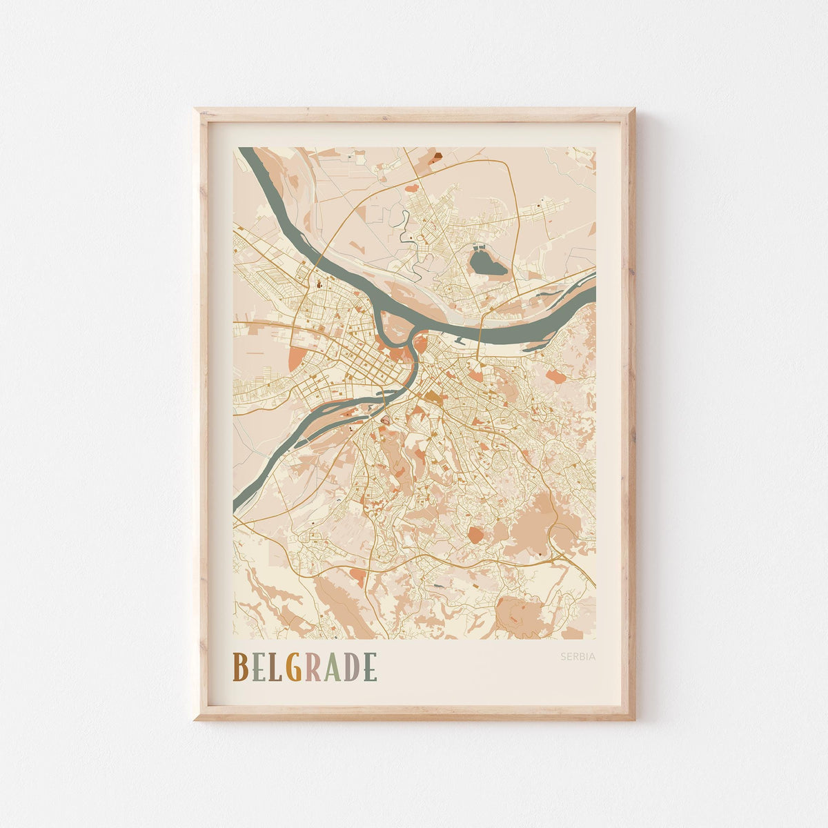 belgrade serbia map poster - image 1