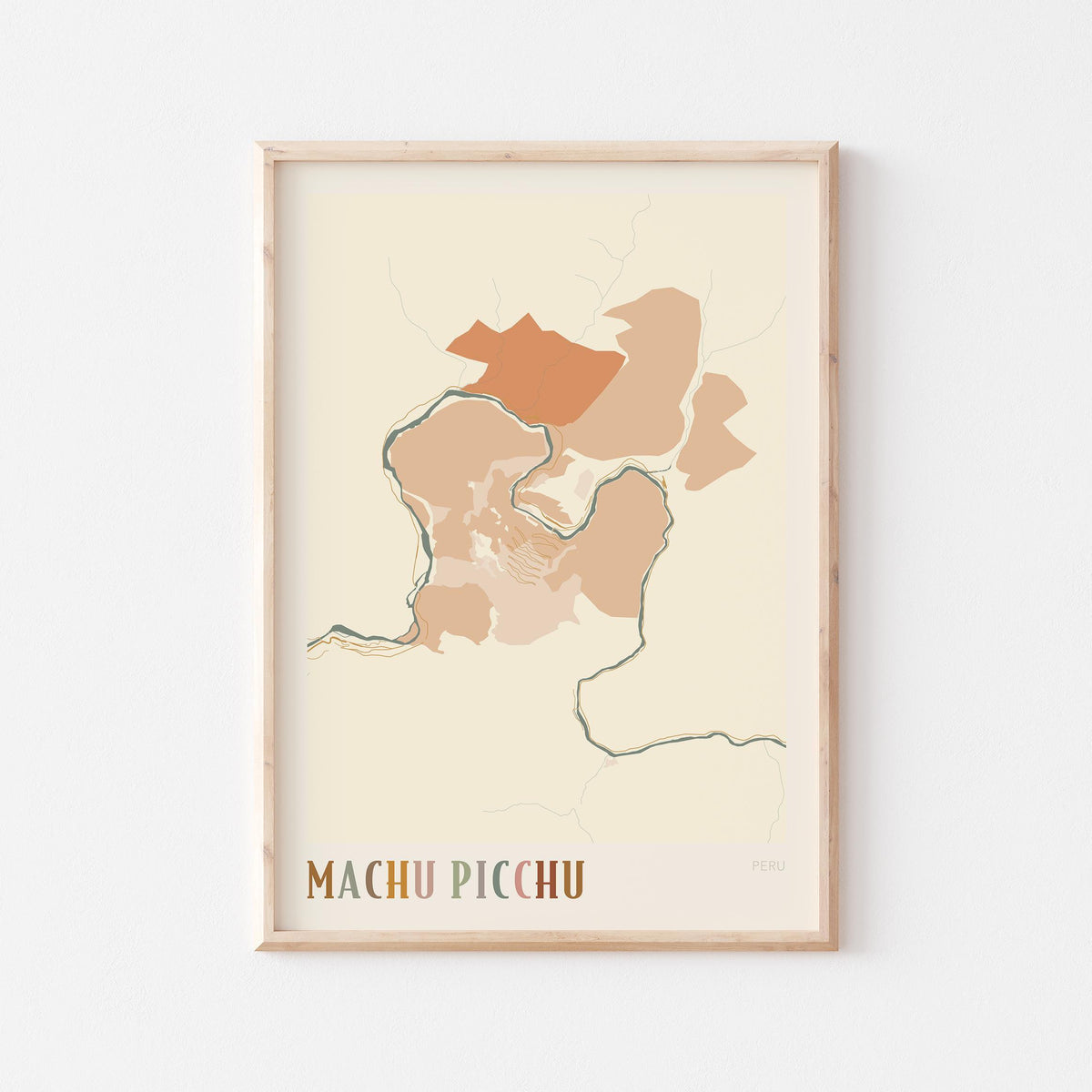 machu picchu, peru map poster - image 1