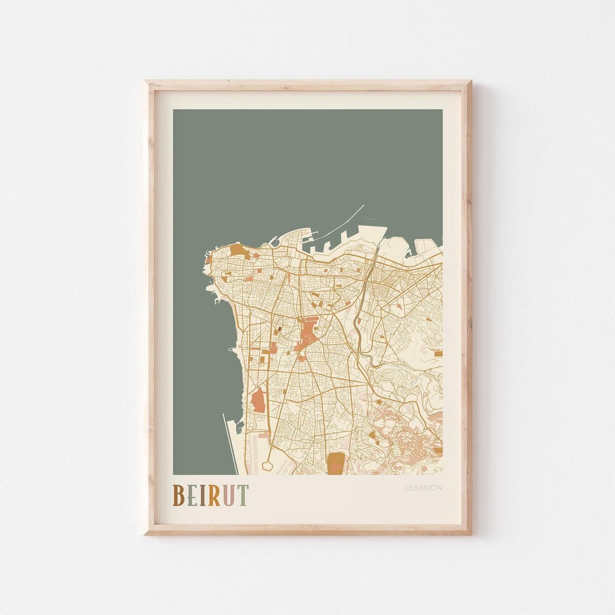 beirut, lebanon map poster - image 1