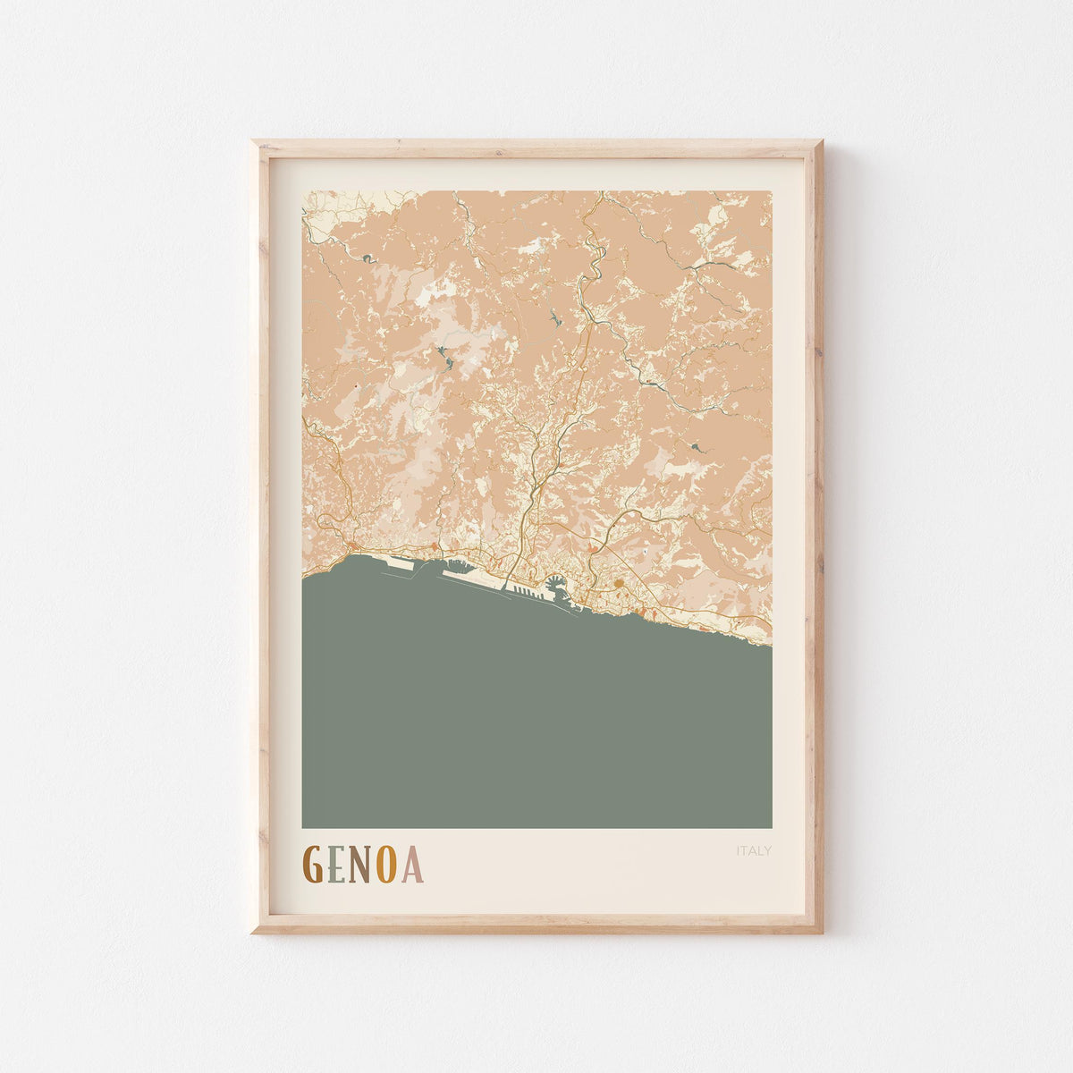 genoa italy map poster - image 1