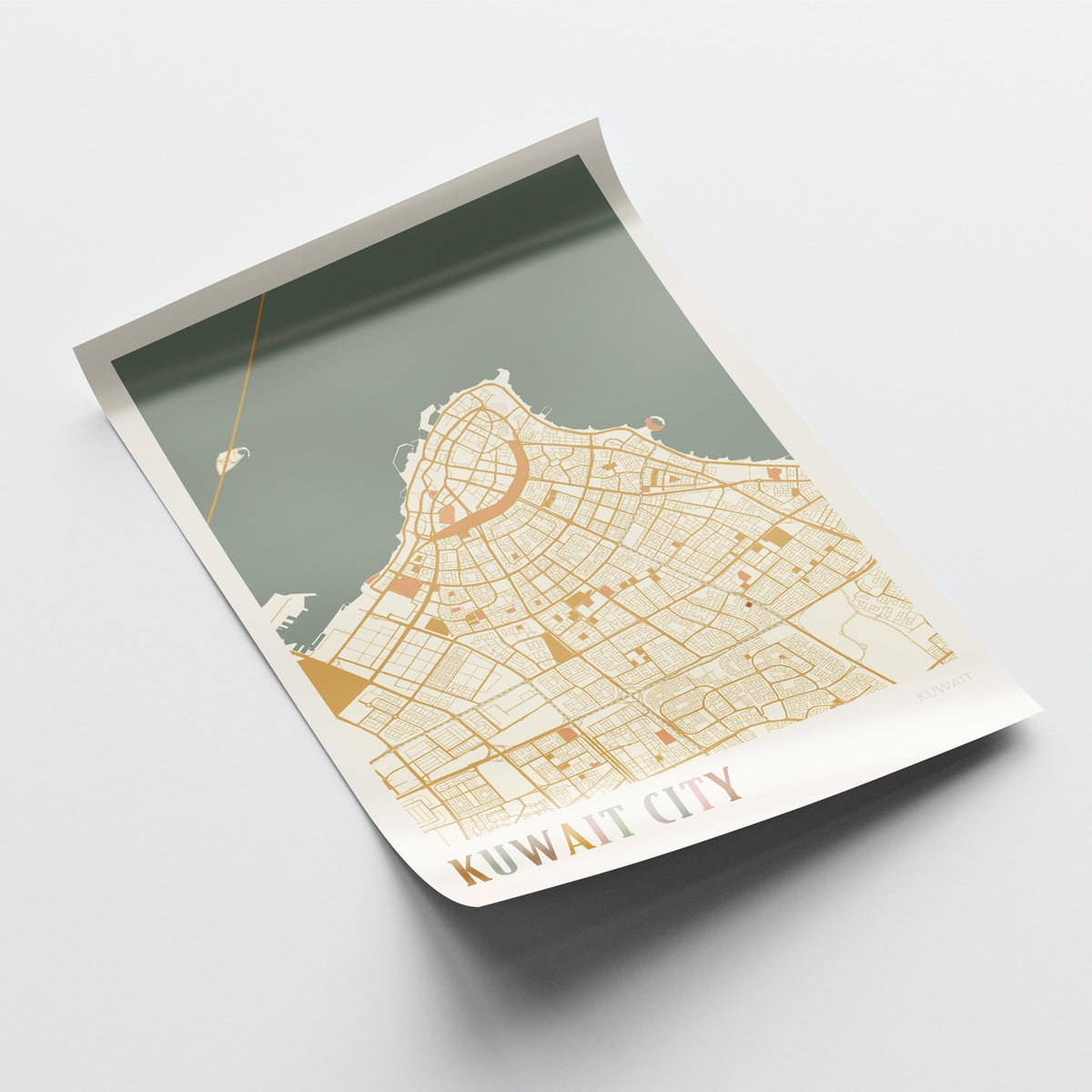 kuwait city, kuwait map poster - image 4