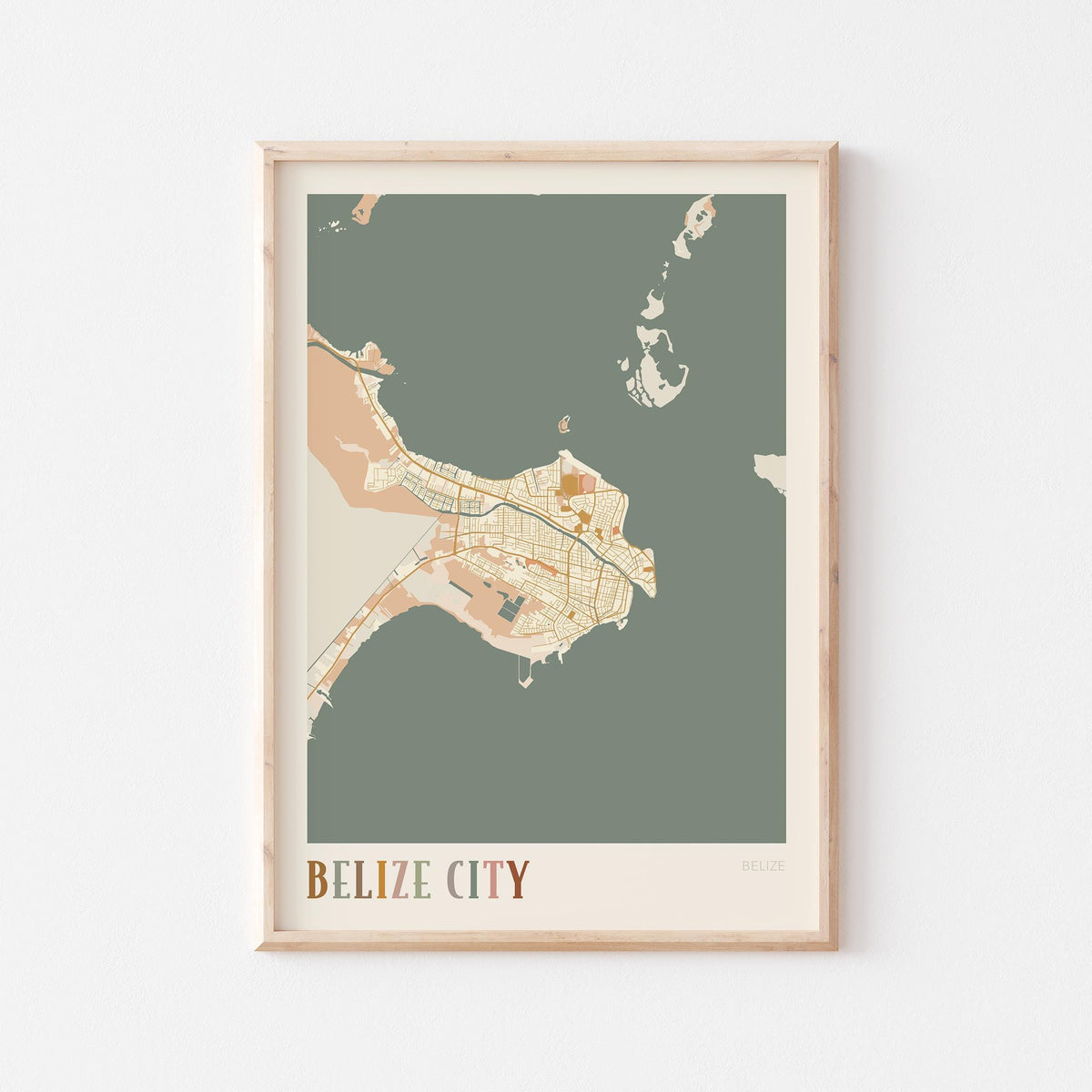 belize city, belize map poster - image 1