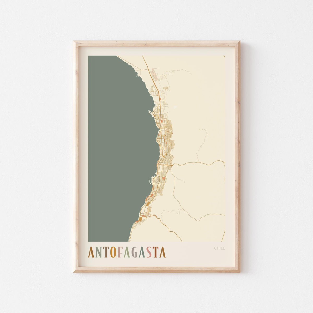 antofagasta, chile map poster - image 1