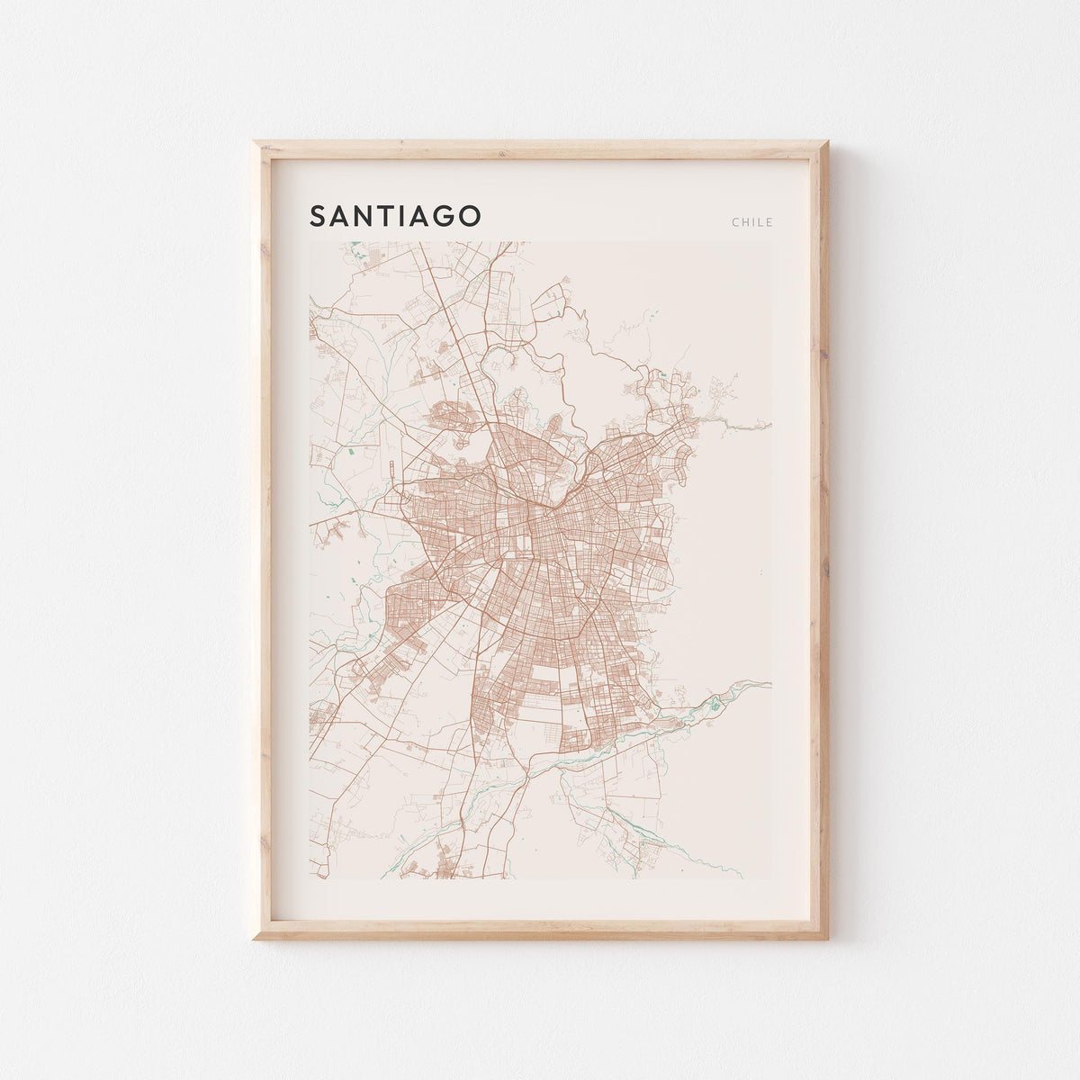 santiago, chile map poster - image 1