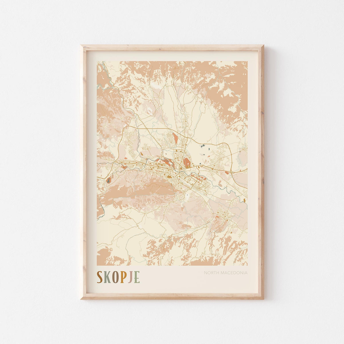 skopje north macedonia map poster - image 1