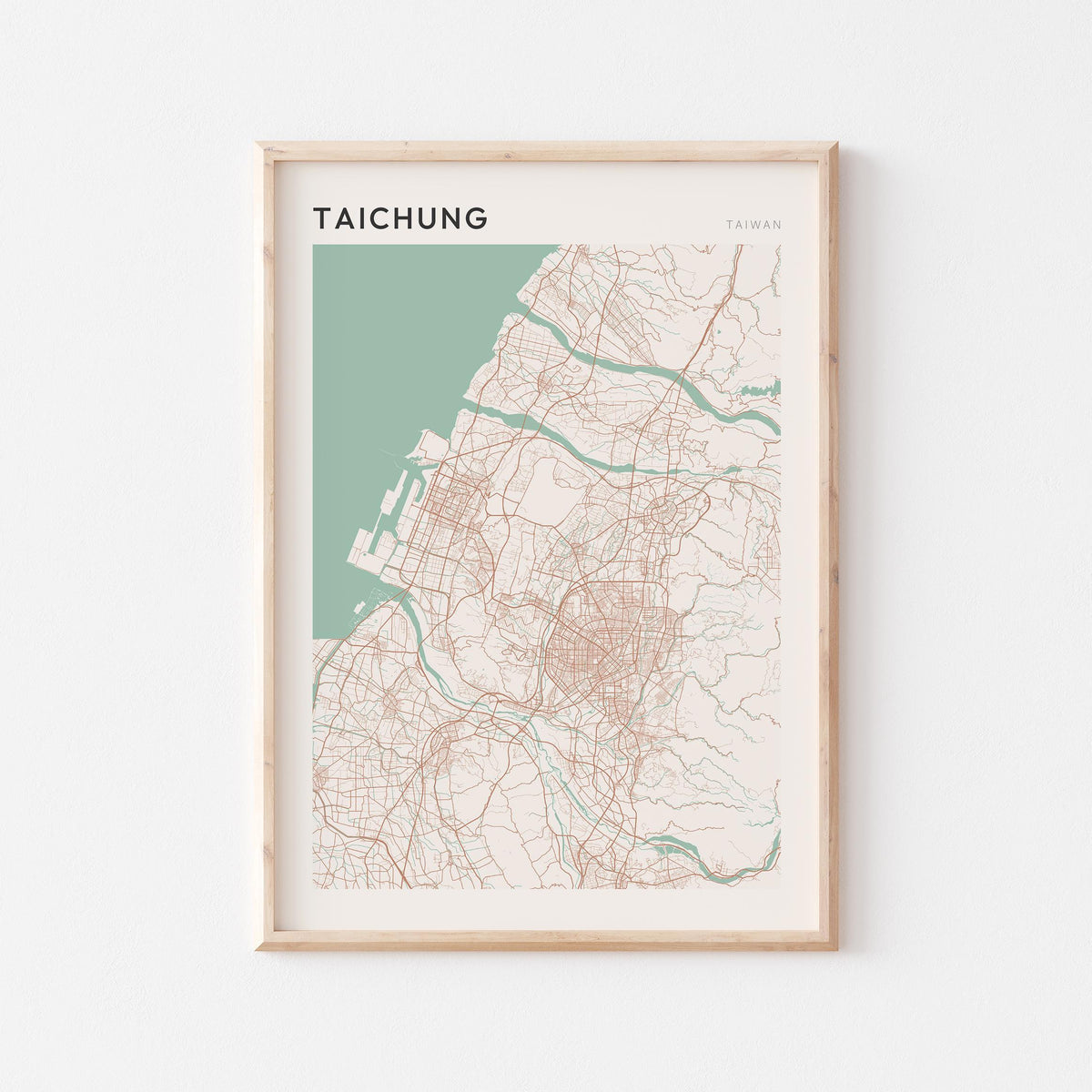 taichung, taiwan map poster - image 1