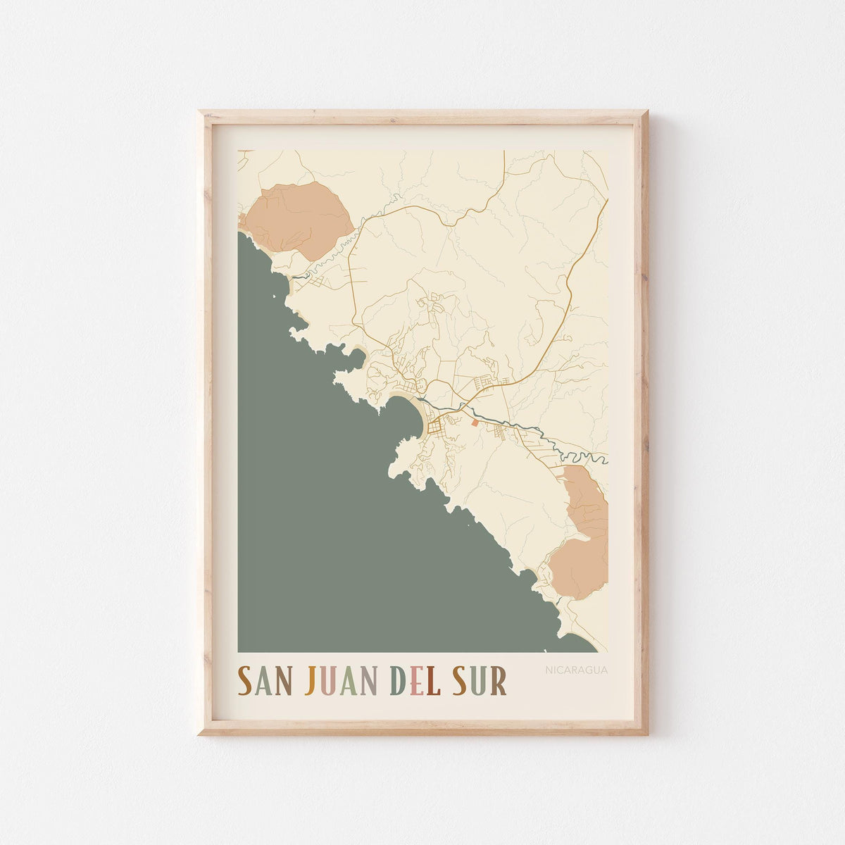 san juan del sur, nicaragua map poster - image 1