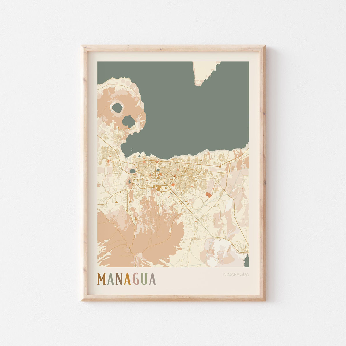 managua, nicaragua map poster - image 1