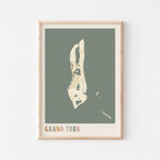 grand turk, turks and caicos map poster - image 1
