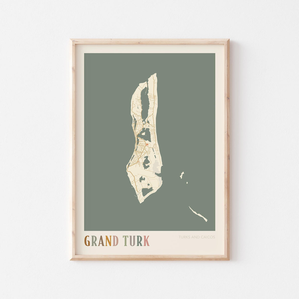 grand turk, turks and caicos map poster - image 1