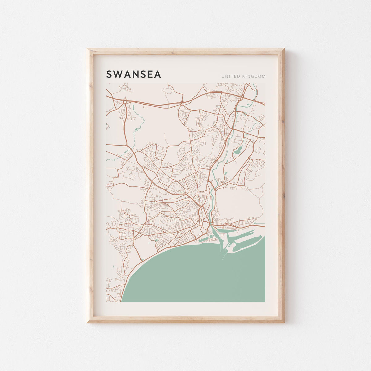 swansea, united kingdom map poster - image 1