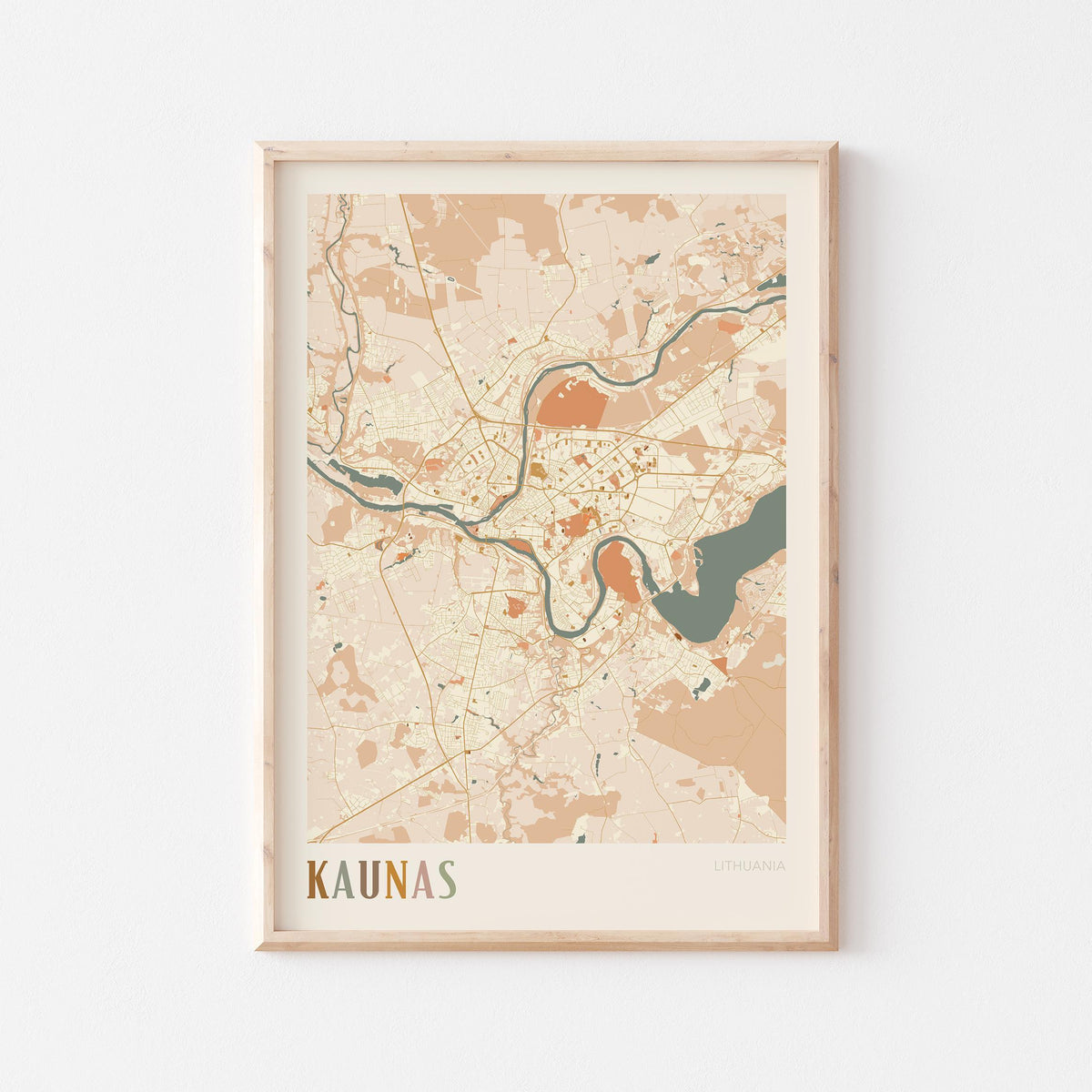 kaunas lithuania map poster - image 1