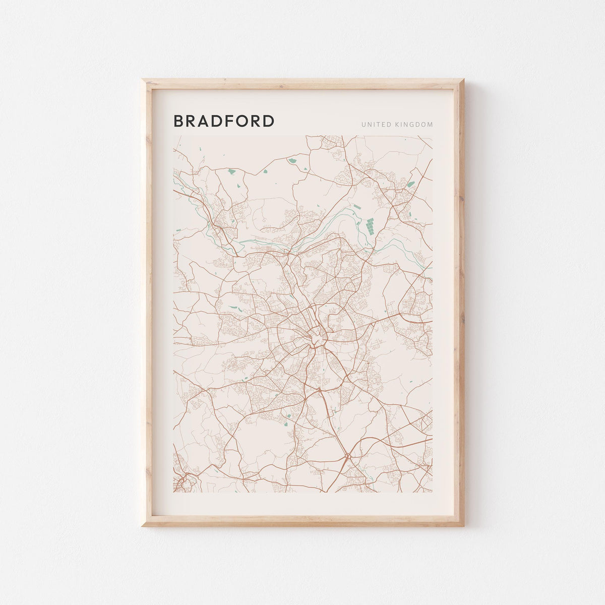 bradford, united kingdom map poster - image 1