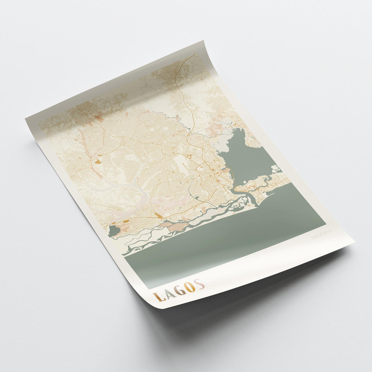 lagos, nigeria map poster - image 4
