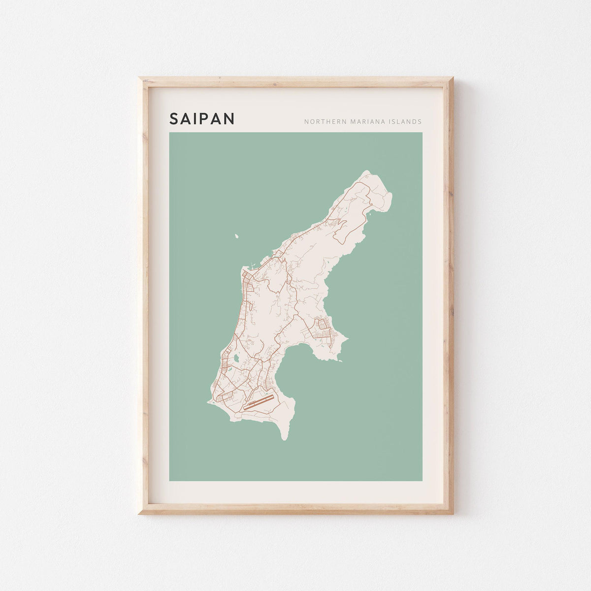 saipan, northern mariana islands map poster - image 1