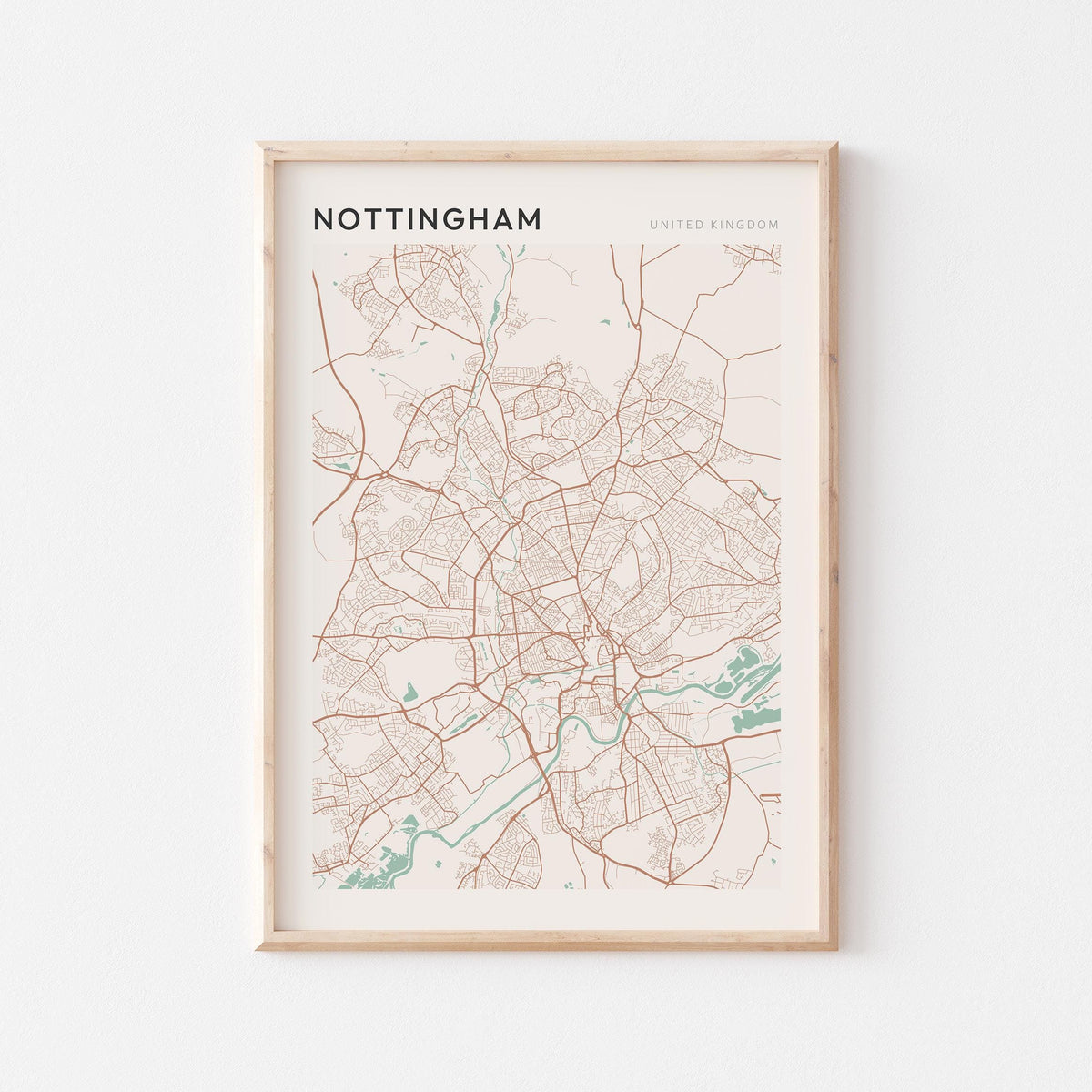 nottingham, united kingdom map poster - image 1