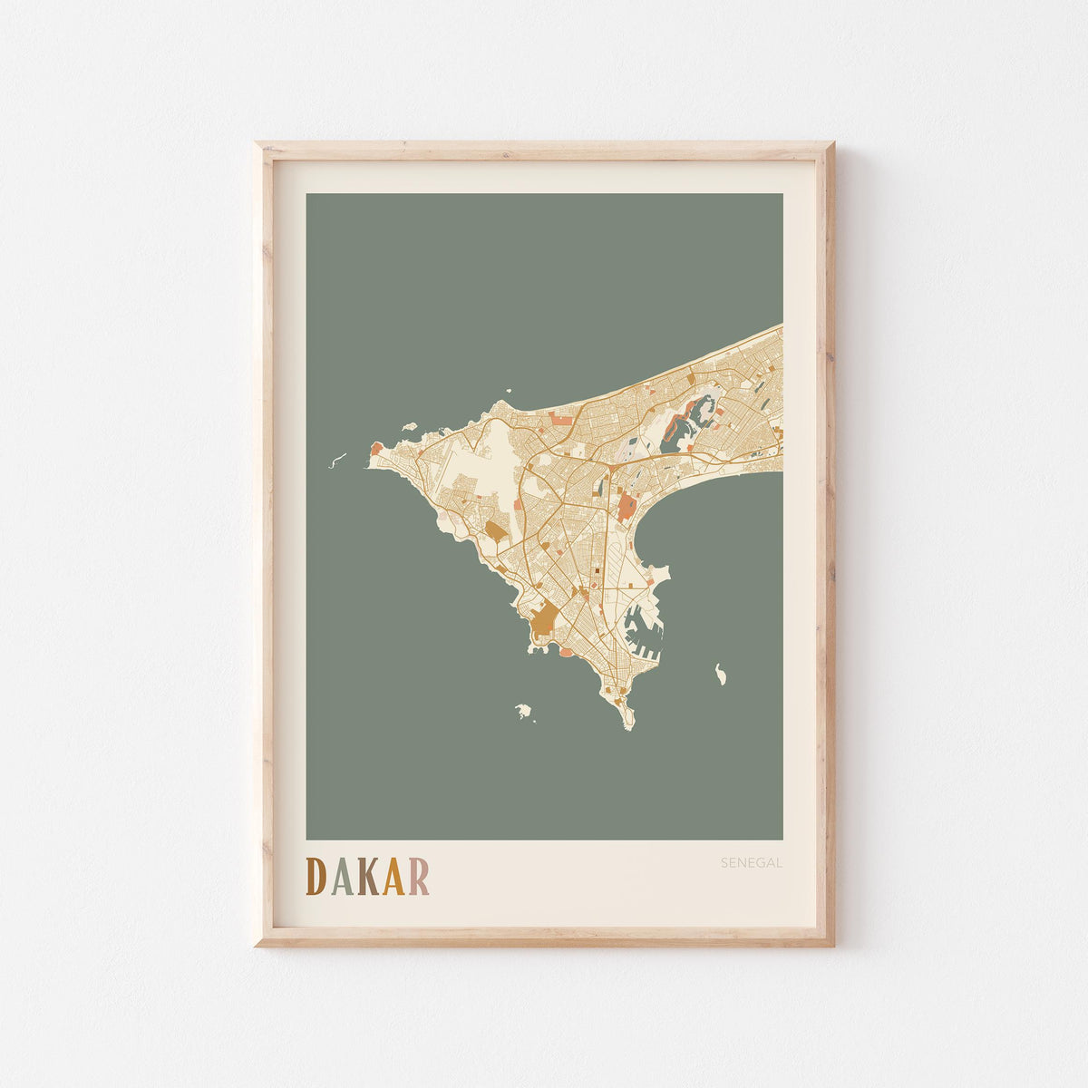 dakar, senegal map poster - image 1