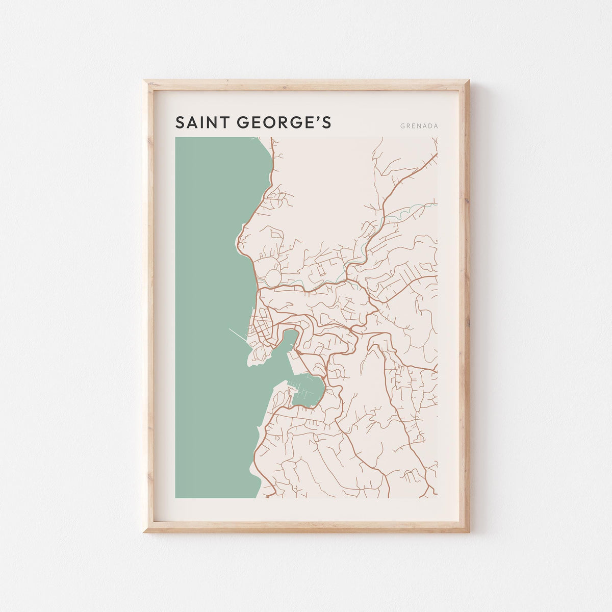 saint georges, grenada map poster - image 1