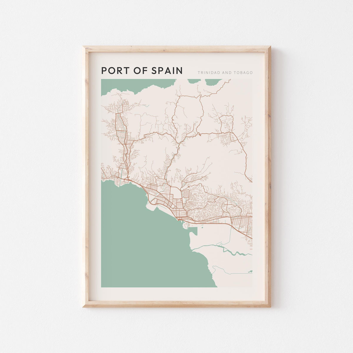 port of spain, trinidad and tobago map poster - image 1