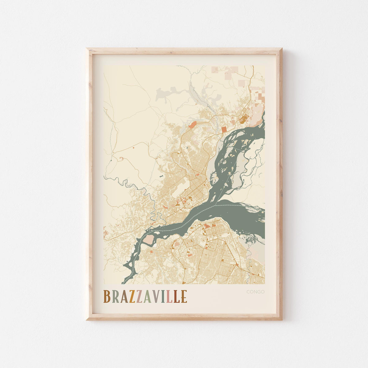 brazzaville, congo map poster - image 1