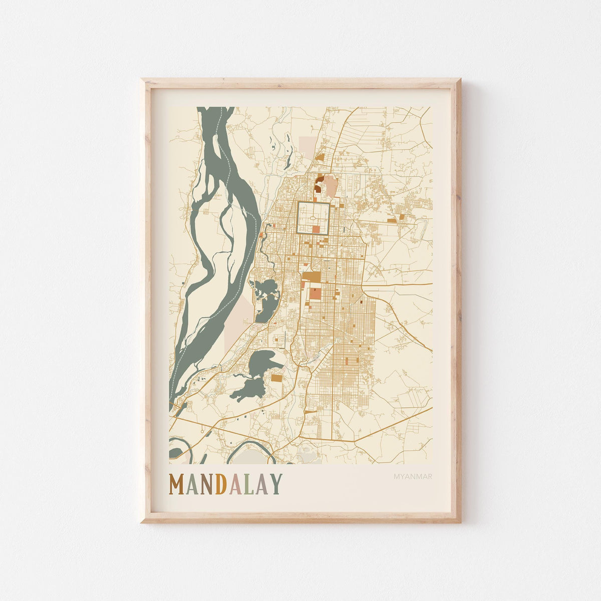 mandalay, myanmar map poster - image 1