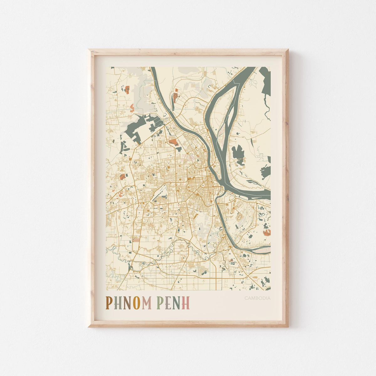 phnom penh, cambodia map poster - image 1