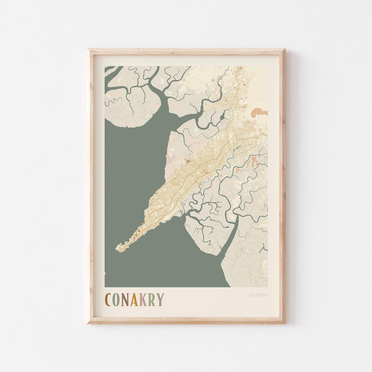 conakry, guinea map poster - image 1