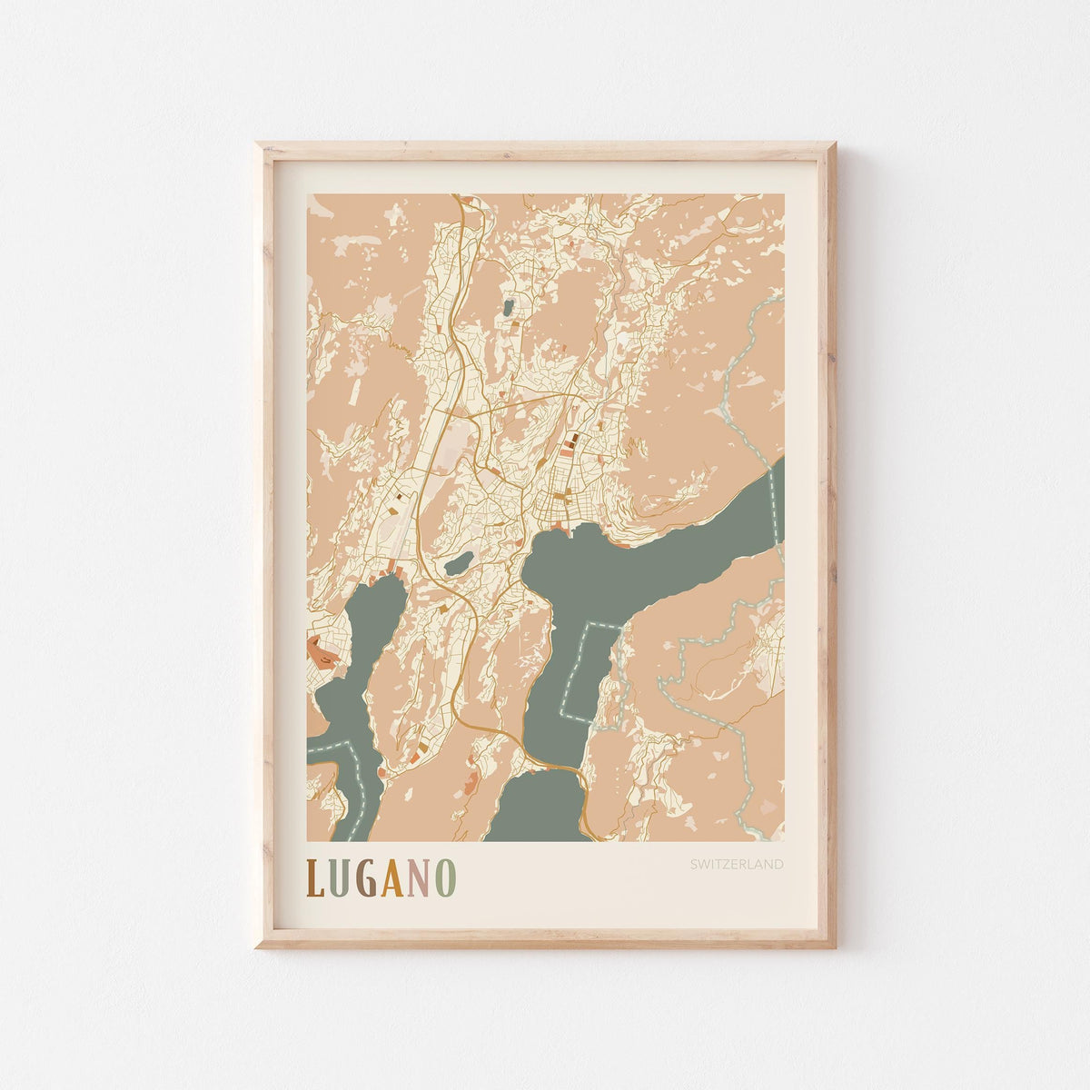 lugano switzerland map poster - image 1