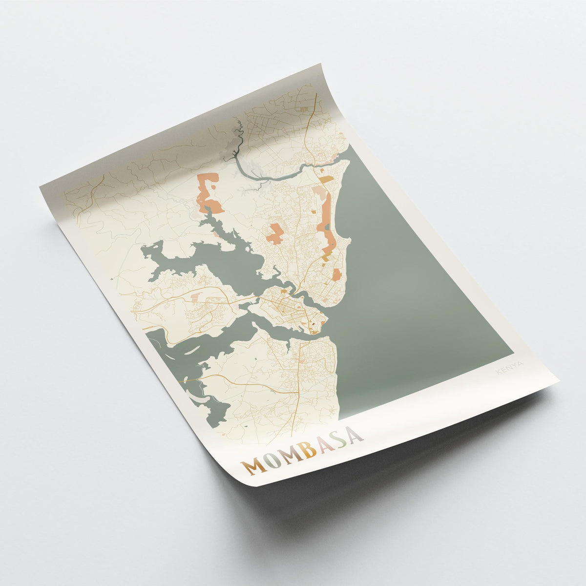mombasa, kenya map poster - image 4