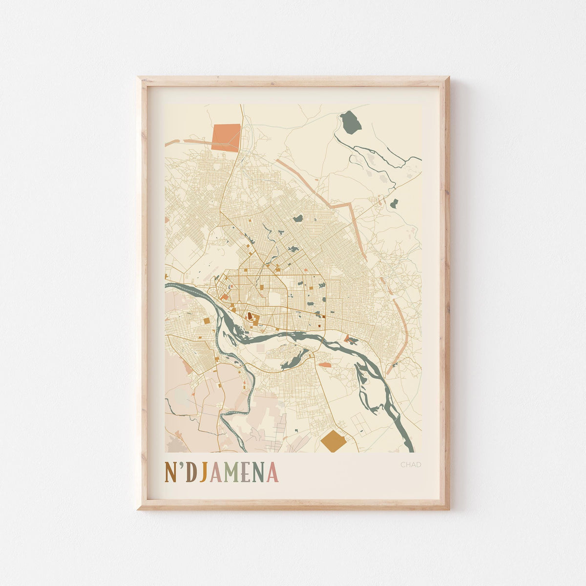 n'djamena, chad map poster - image 1