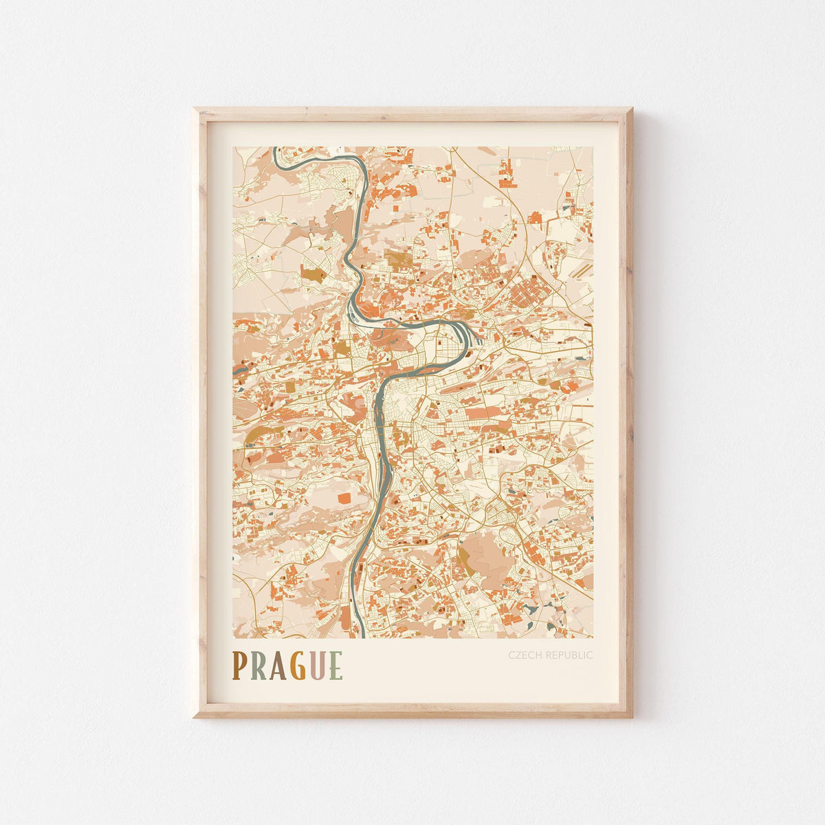 prague czech republic map poster - image 1