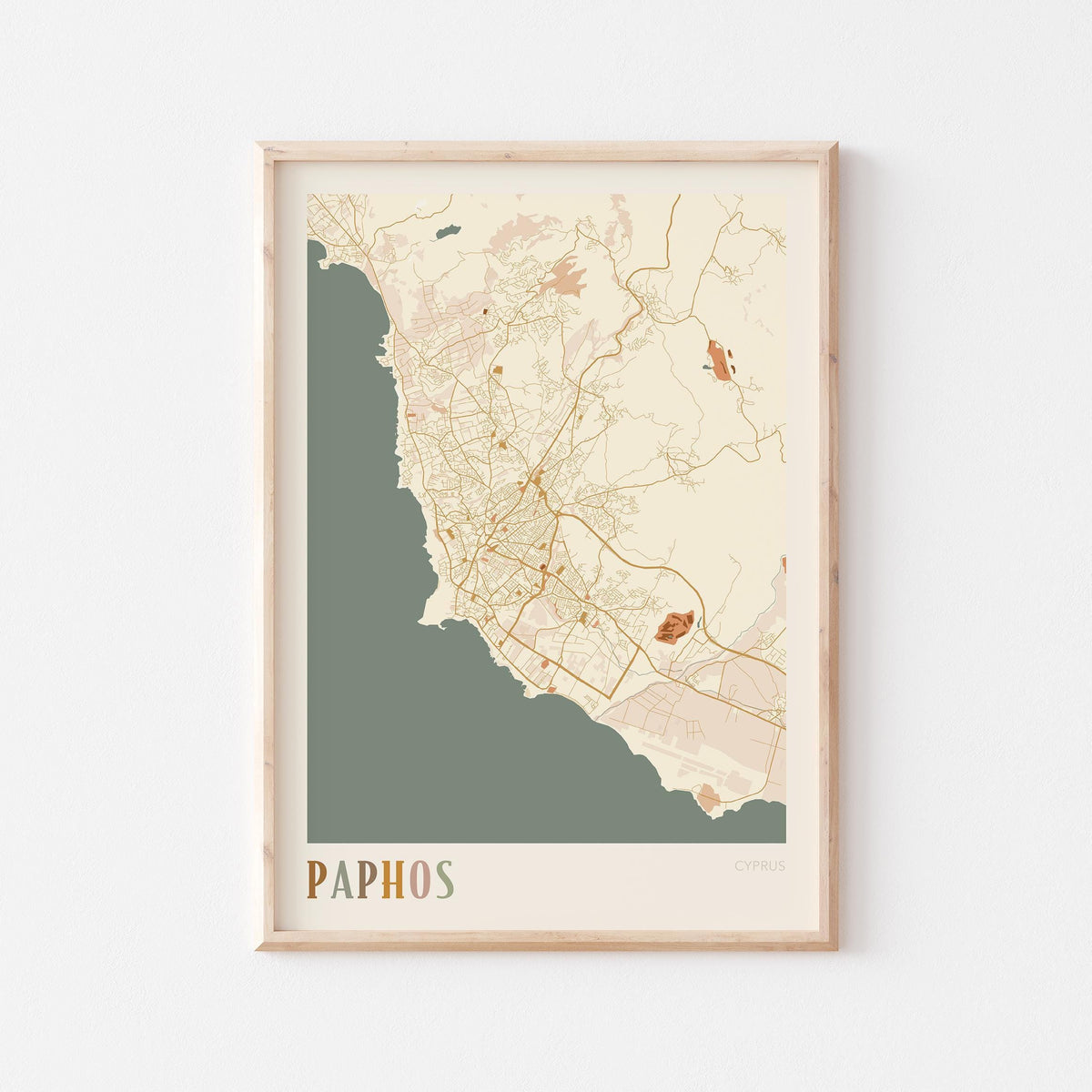 paphos, cyprus map poster - image 1