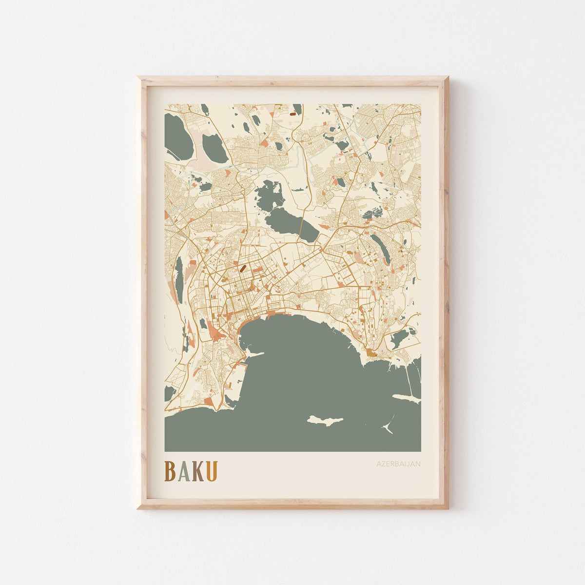 baku, azerbaijan map poster - image 1