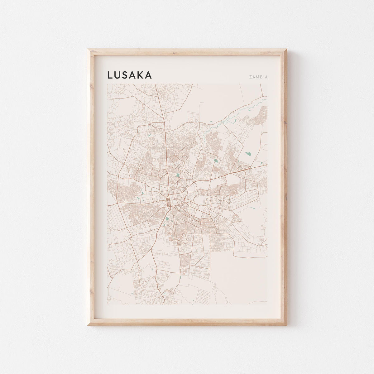 lusaka, zambia map poster - image 1