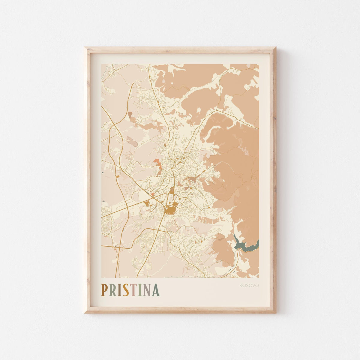 pristina kosovo map poster - image 1