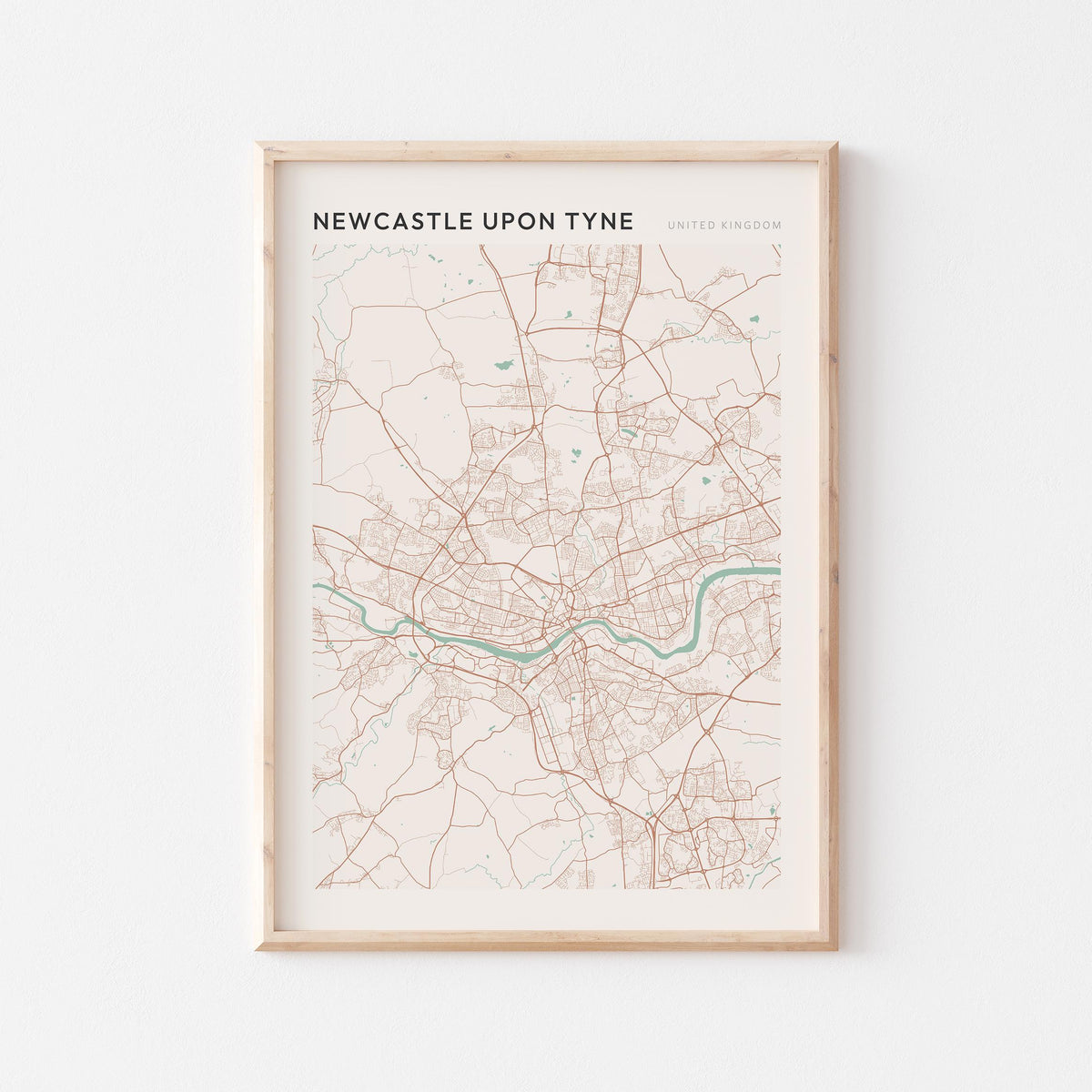 newcastle upon tyne, united kingdom map poster - image 1