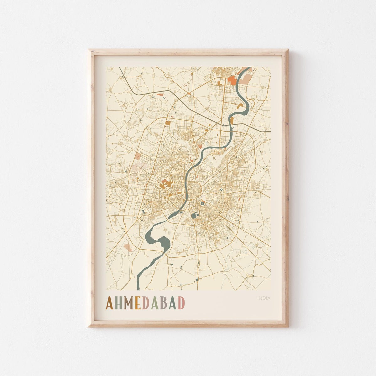 ahmedabad, india map poster - image 1