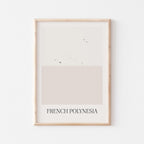 french polynesia map poster - minimalist boho wall art - digital download - image 1
