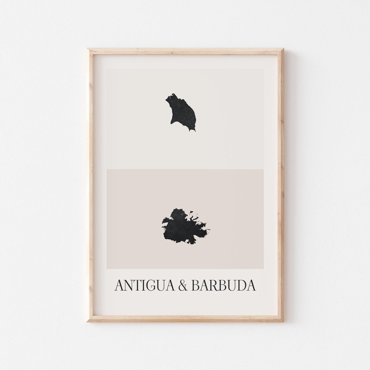 antigua and barbuda map poster - minimalist boho wall art - digital download - image 1