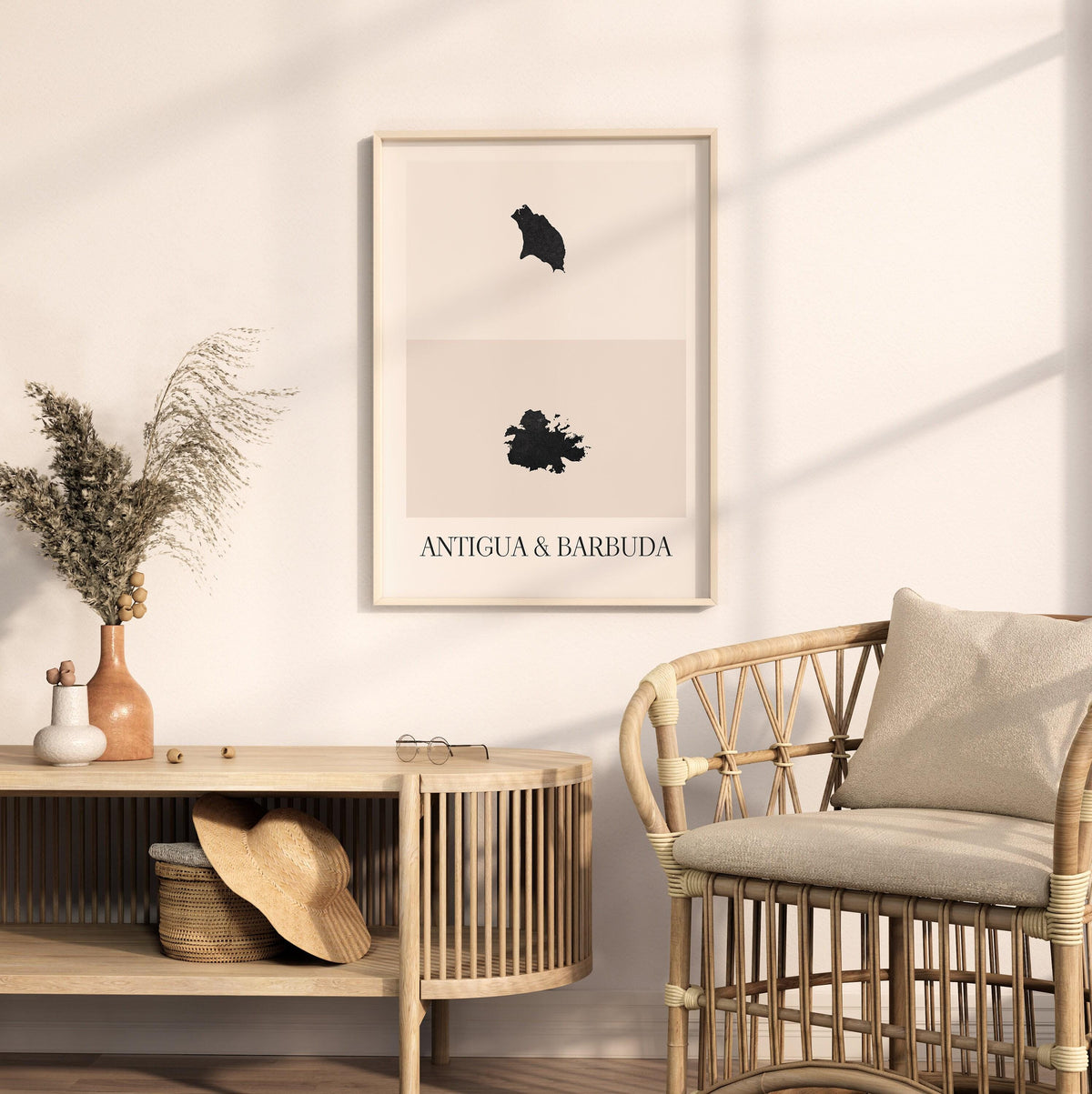 antigua and barbuda map poster - minimalist boho wall art - digital download - image 3