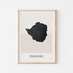 zimbabwe map poster - minimalist boho wall art - digital download - image 1