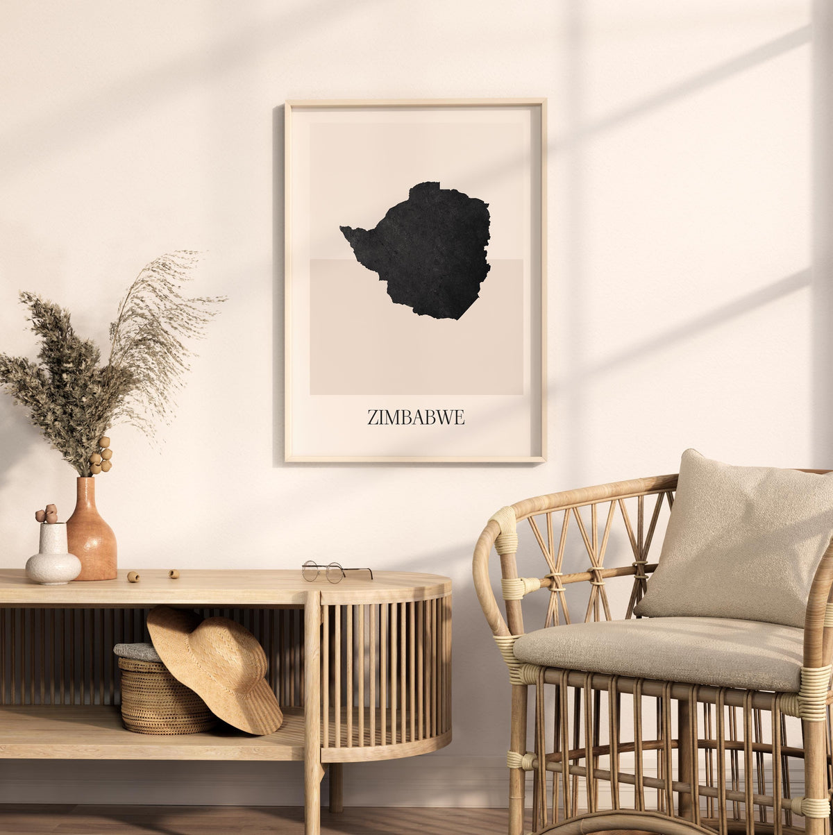 zimbabwe map poster - minimalist boho wall art - digital download - image 3