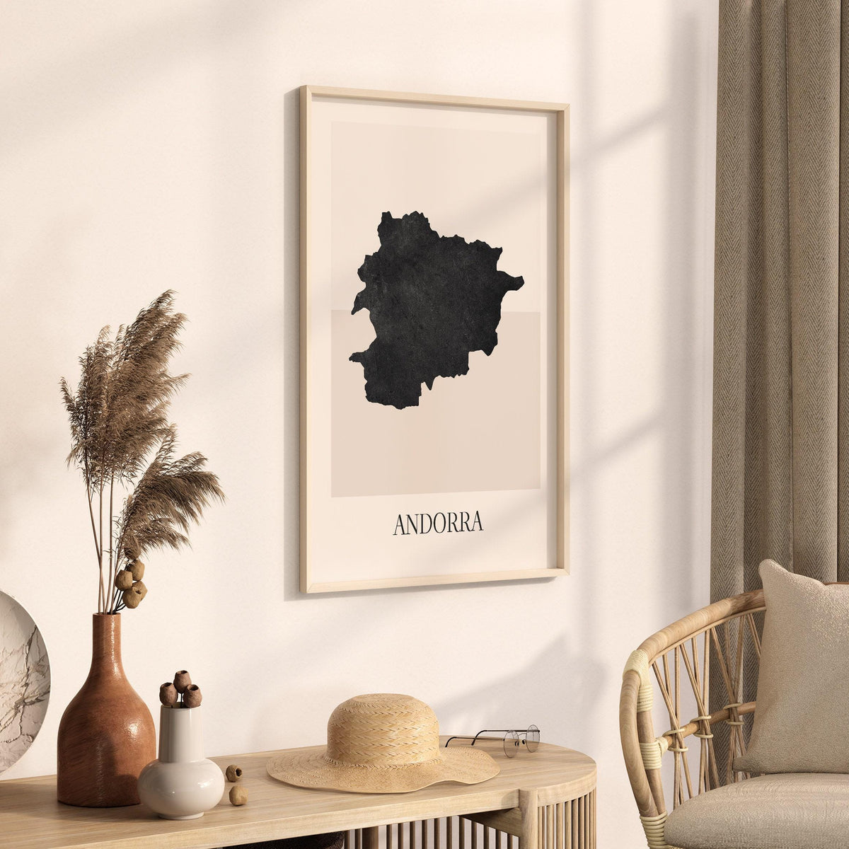 andorra map poster - minimalist boho wall art - digital download - image 2