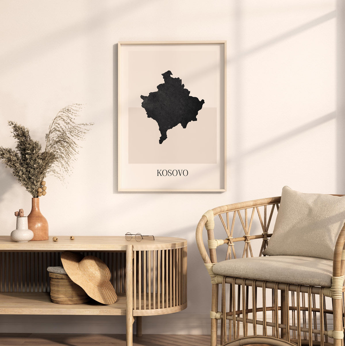 kosovo map poster - minimalist boho wall art - digital download - image 3