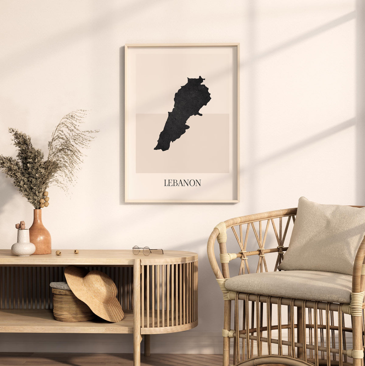 lebanon map poster - minimalist boho wall art - digital download - image 3