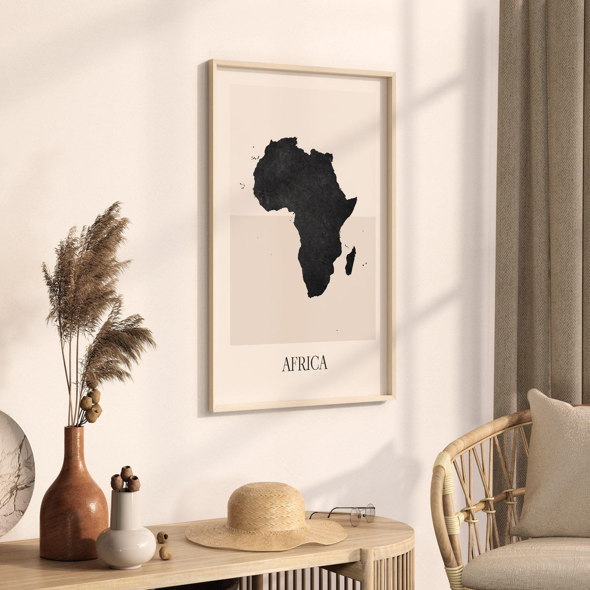 africa map poster - minimalist boho wall art - digital download - image 2